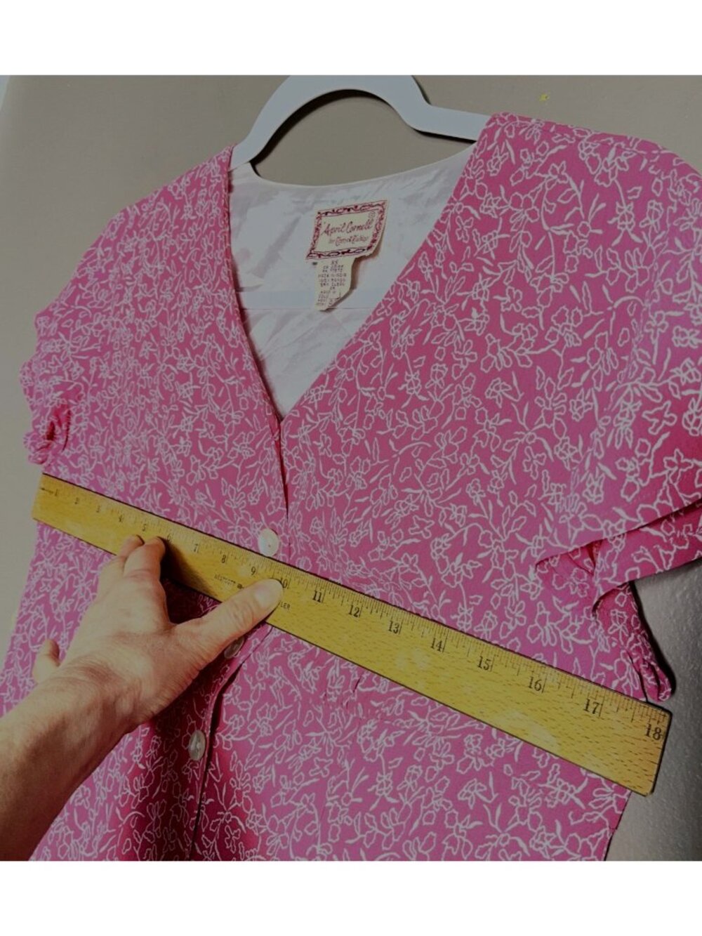 April Cornell Dress Rose Pink Floral Button Aline Midi Cottagecore Dainty Wom XS - Picture 7 of 9